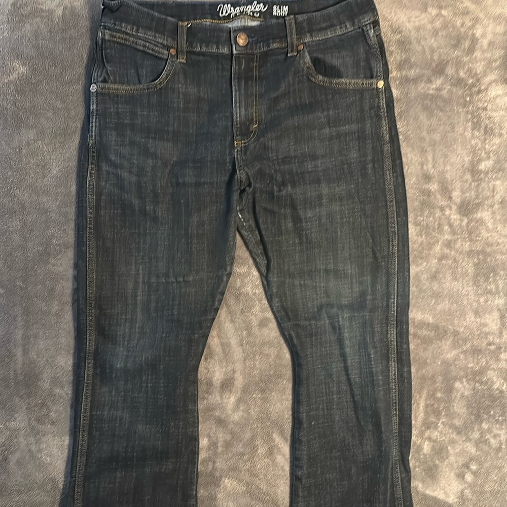 Wrangler Men's Bootcut Jeans - Dark Blue 34 x 32